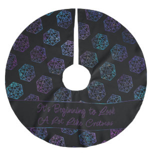 Hologram D20 Pattern   PnP Tabletop Gamer Dice Brushed Polyester Tree Skirt