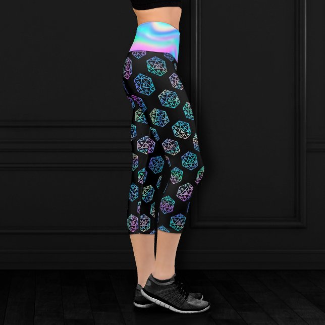 Hologram D20 Pattern | PnP Tabletop Gamer Dice Capri Leggings (Creator Uploaded)