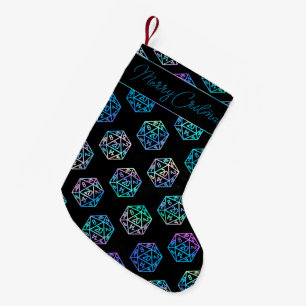 Hologram D20 Pattern   PnP Tabletop Gamer Dice Small Christmas Stocking