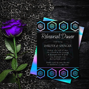 Hologram D20 PnP Tabletop Gamer Rehearsal Dinner Invitation