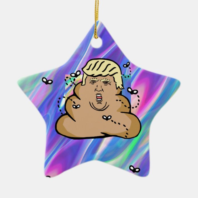 hologram dump trump ceramic tree decoration (Front)