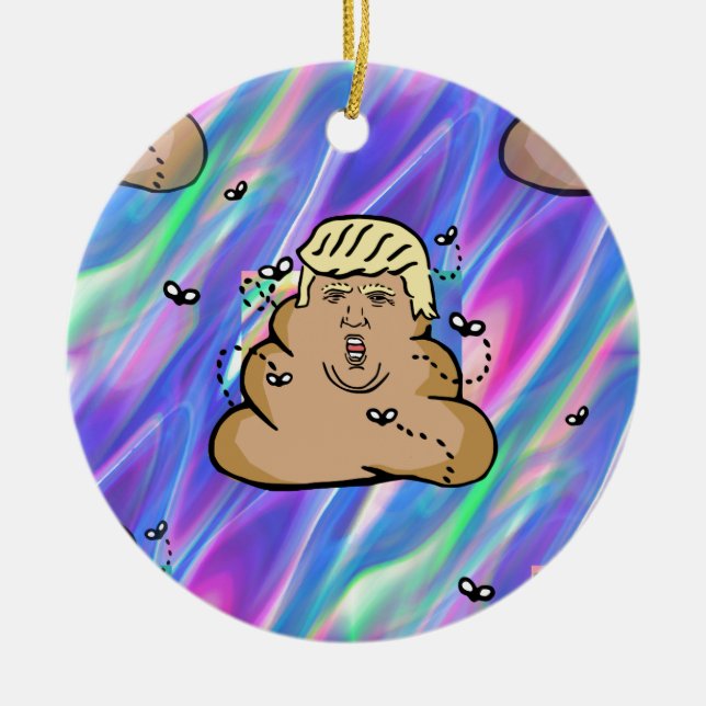 hologram dump trump ceramic tree decoration (Front)