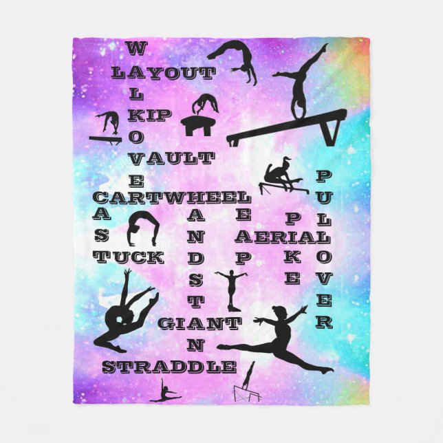 Hologram Gymnastics Skills Crosswords Blanket (Front)