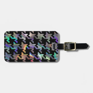 hologram houndstooth luggage tag