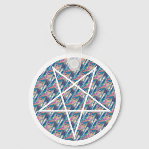 hologram pentagram key ring