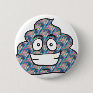 hologram poop emoji 6 cm round badge