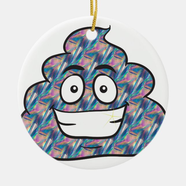 hologram poop emoji ceramic tree decoration (Front)
