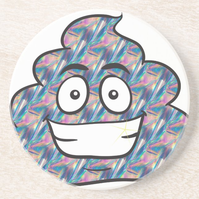 hologram poop emoji coaster (Front)