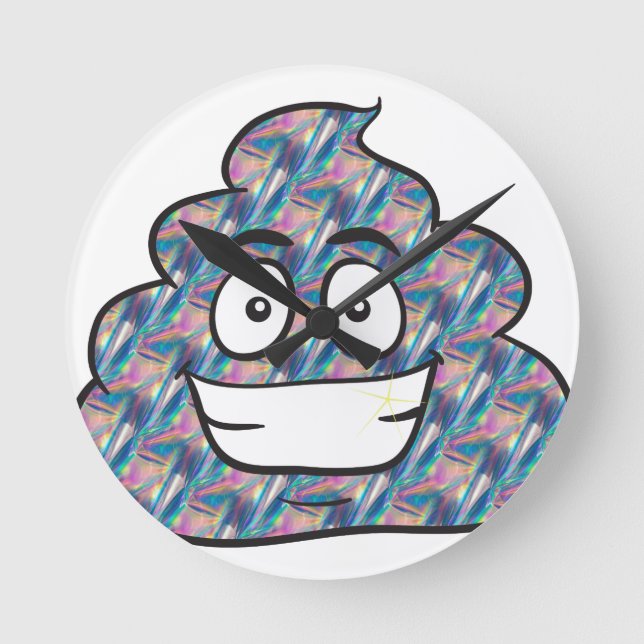 hologram poop emoji round clock (Front)