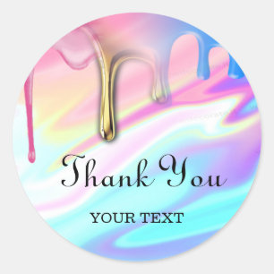 hologram unicorn drips thank you classic round sticker
