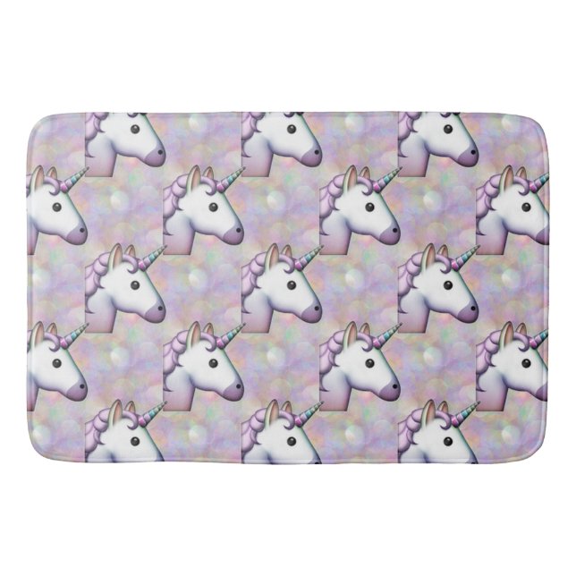 hologram unicorn emoji bathroom bathmat bath mat (Front)