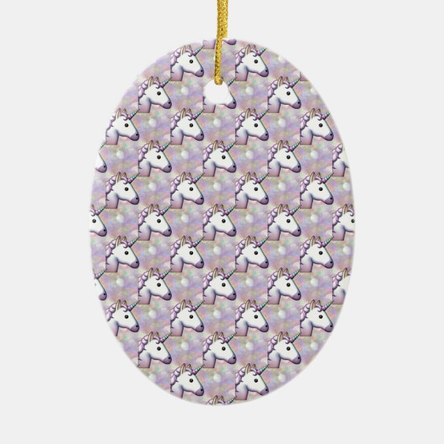 hologram unicorn emoji ceramic tree decoration (Front)