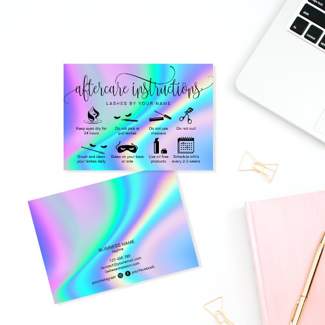 Holograph aftercare card eyelash extensions icons (Creator Uploaded)