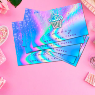 Holograph Bakery Home Made Cakes Logo Muffin  Business Card