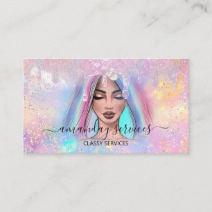 Holograph Boutique Shop Drip QR Code Logo Blue Business Card