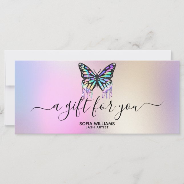 Holograph Butterfly Certificate Gift Card Add Logo (Front)