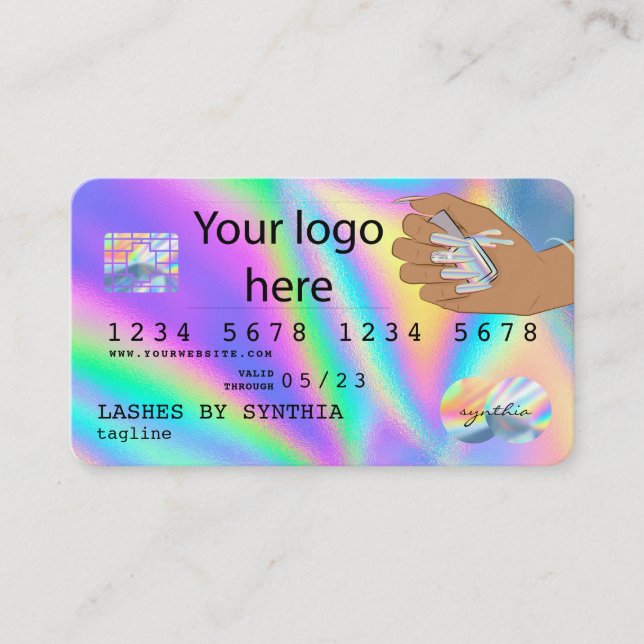 Holograph  Credit Card Nail Tech add logo (Front)