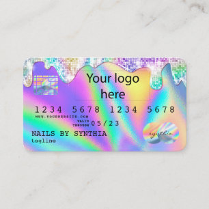 Holograph  Credit Card Nail Tech ADD LOGO