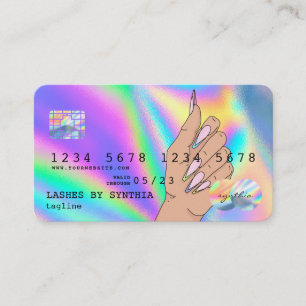 Holograph Credit Card Nail Tech add logo