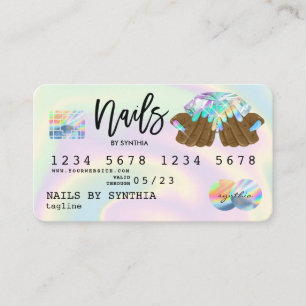 Holograph  Credit Card Nail Tech manicure