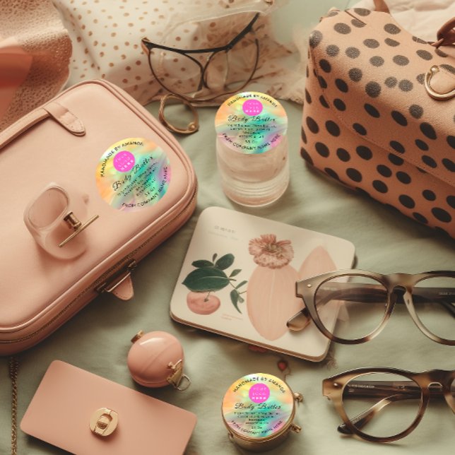 Holograph Custom Logo Name Body Butter. Scrub Classic Round Sticker (Holograph Custom Logo Name Body Butter. Scrub Classic Round Sticker)