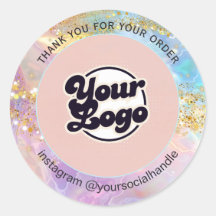  Holograph Custom Logo Name IG Pink Thank You