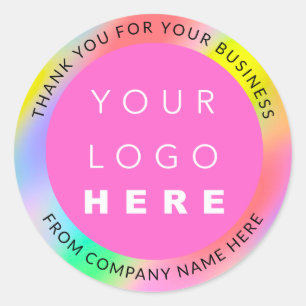 Holograph Custom Logo Name Web Pink Thank New Classic Round Sticker