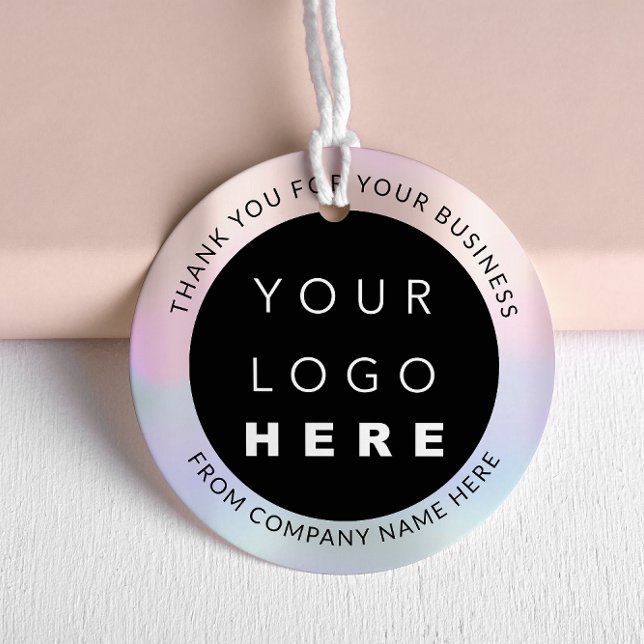 Holograph Custom Logo Name Web Rose Thank Blue Classic Round Sticker (Creator Uploaded)