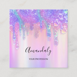 Holograph Drip Cosmetics Nails Pink Logo Beauty  S Square Business Card