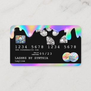 Holograph Drips Diamonds Modern Credit Card