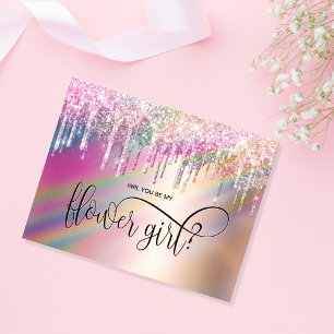 holograph drips will you be my flower girl? invitation
