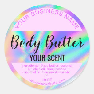 holograph foil product label body butter