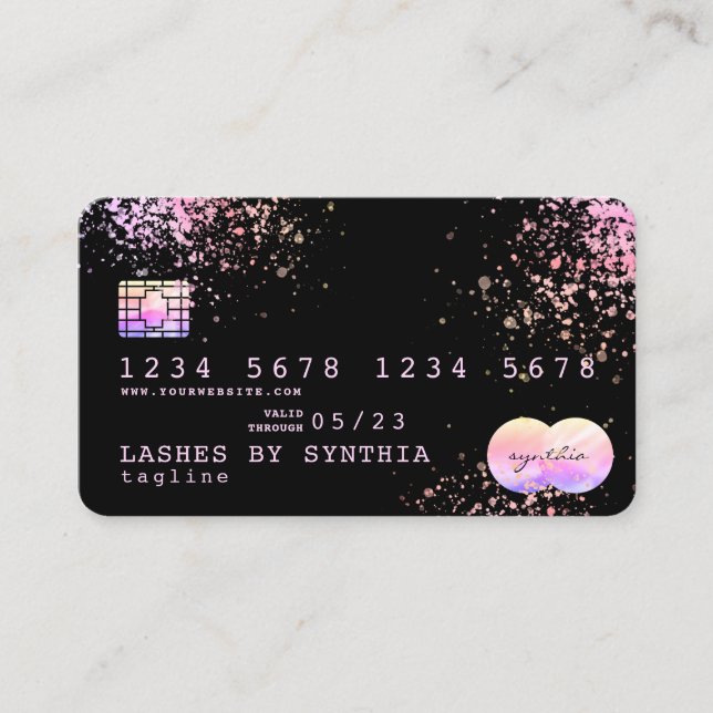 Holograph  Foil Splash Credit Card modern girly (Front)