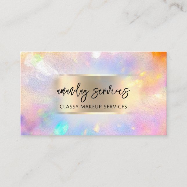 Holograph Framed Logo QR Code Shop Makeup Business Card (Front)