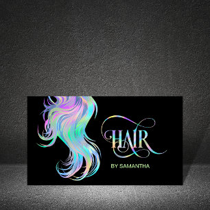 Holograph Hair stylist typography hair extension Business Card