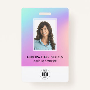 Holograph ID Card Modern Employee Photo Logo QR ID Badge