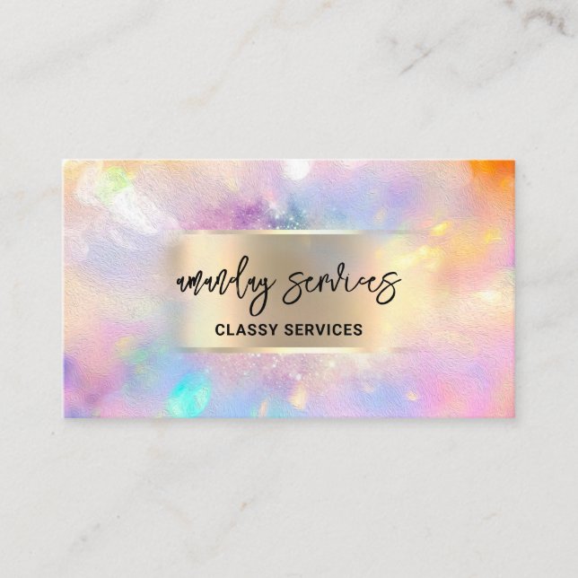 Holograph Logo QR Code Shop Framed Unique Business Card (Front)