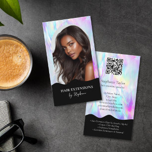 Holograph Luxury Hair Stylist Extensions Wig Photo Business Card