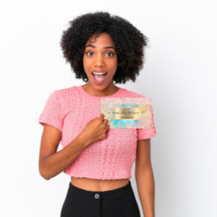 Holograph Makeup Lashes NAILS Studio Gold Pink Business Card