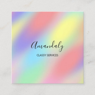 Holograph Ombre Makeup ARTIST  Event Planner Square Business Card