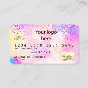 Holograph Pastel unicorn Modern Credit Card LOGO