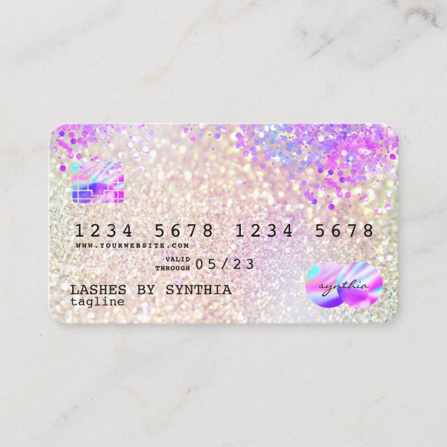 Holograph Pastel unicorn Modern Credit Card Style (Front)