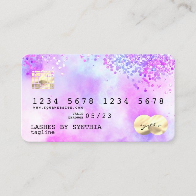 Holograph Pastel unicorn Modern Credit Card Style (Front)