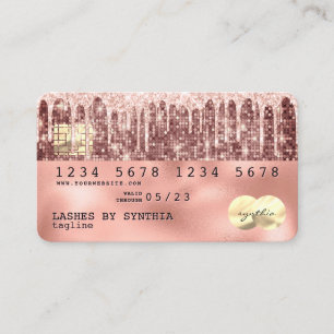 Holograph rose gold glitter Modern Credit Card