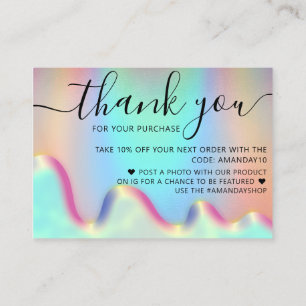 Holograph Shop Thank You Discount Code Ombre Business Card