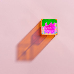 Holograph Thank You Boutique Shop Nails Hot Drips Square Sticker