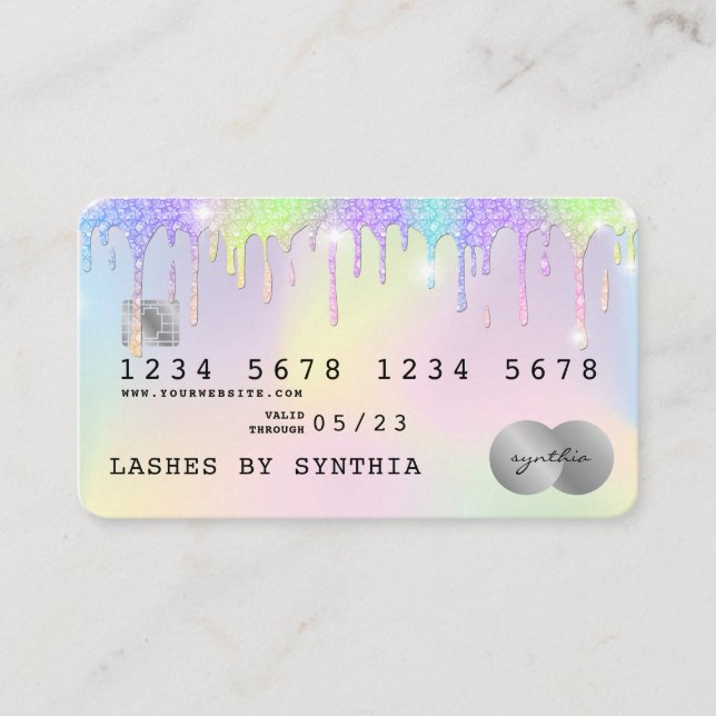 Holograph Unicorn Dripping Credit Card Lashes (Front)