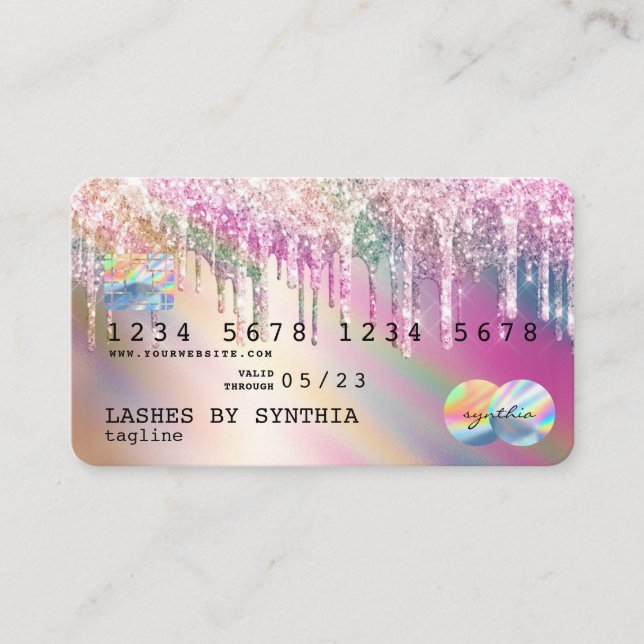 Holograph Unicorn Drips  Modern Credit Card Style (Front)