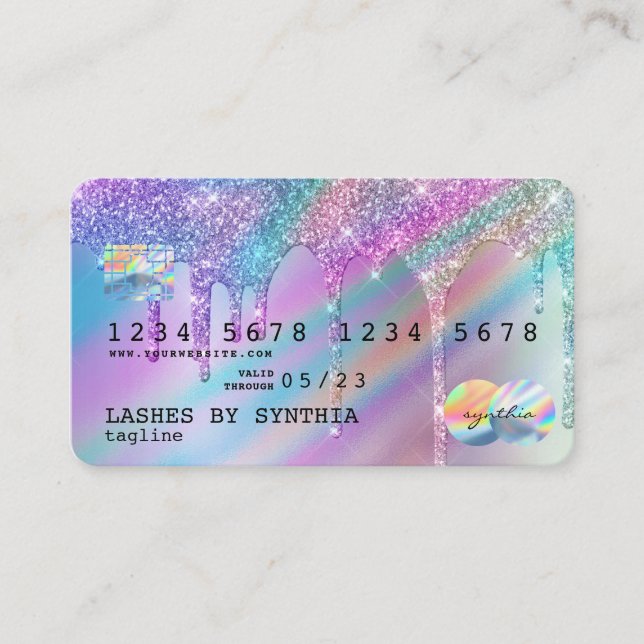 Holograph Unicorn Drips  Modern Credit Card Style (Front)