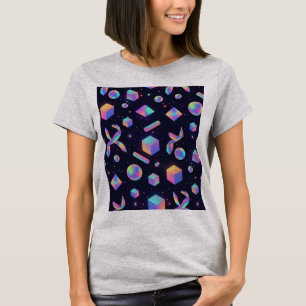 Holographic 3D Geometric Space Aesthetic Tee